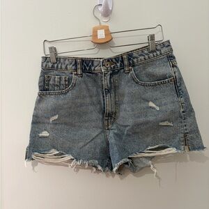 Zara Blue Distressed Jean Shorts
